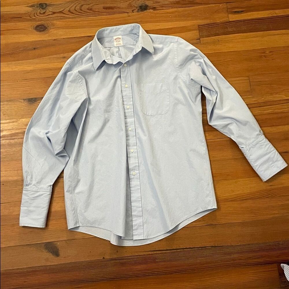Brooks Brothers Blue Dress Shirt 16.5 33 Traditional Fit French Cuff Cotton - Picture 3 of 12